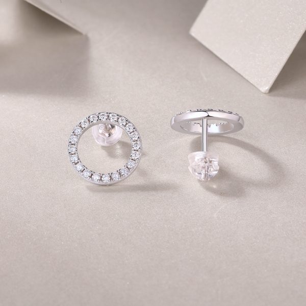Classic Diamond Circle Stud Earrings - Image 3