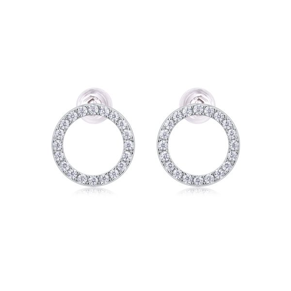 Classic Diamond Circle Stud Earrings - Image 5