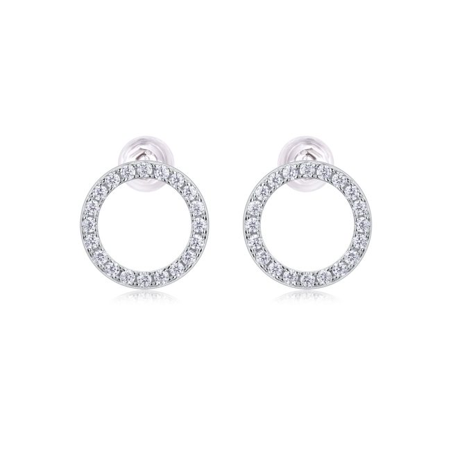 Classic Diamond Circle Stud Earrings - Image 5