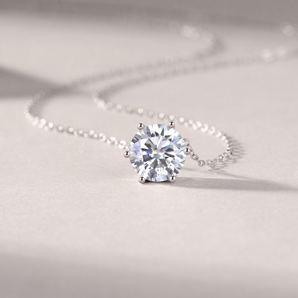 Classic Round Diamond Solitaire Pendant In Sterling Silver