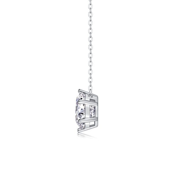 Classic Round Diamond Solitaire Pendant In Sterling Silver - Image 6
