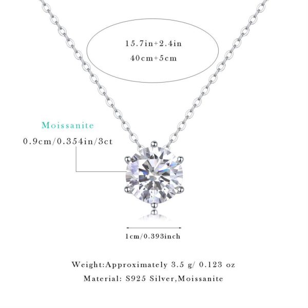 Classic Round Diamond Solitaire Pendant In Sterling Silver - Image 3