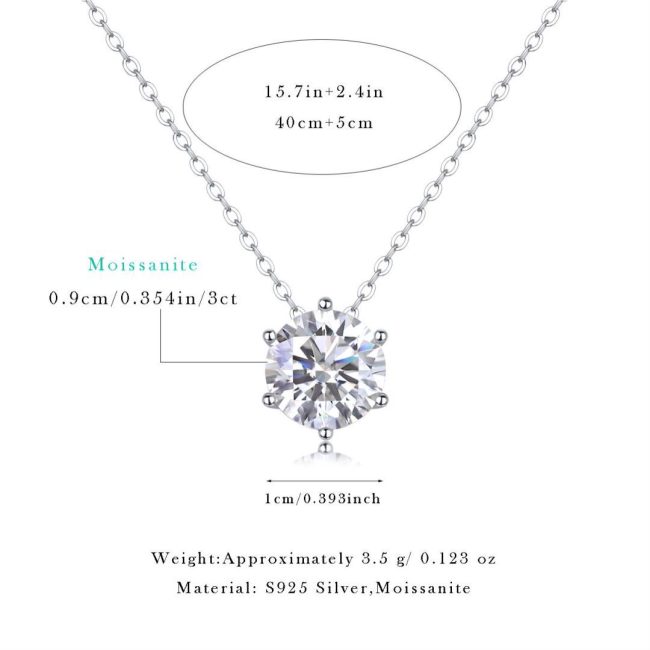 Classic Round Diamond Solitaire Pendant In Sterling Silver - Image 3