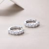 five stone classic sterling silver hoop earrings women