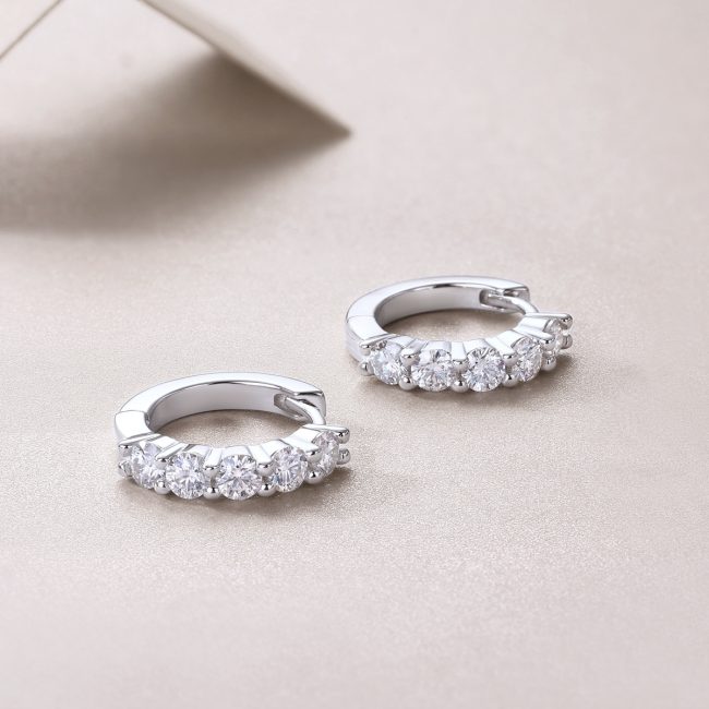 five stone classic sterling silver hoop earrings women