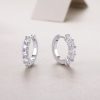 five stone classic sterling silver hoop earrings women