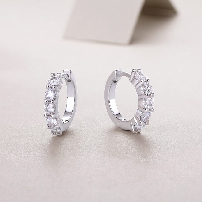 five stone classic sterling silver hoop earrings women