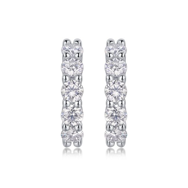 five stone classic sterling silver hoop earrings women
