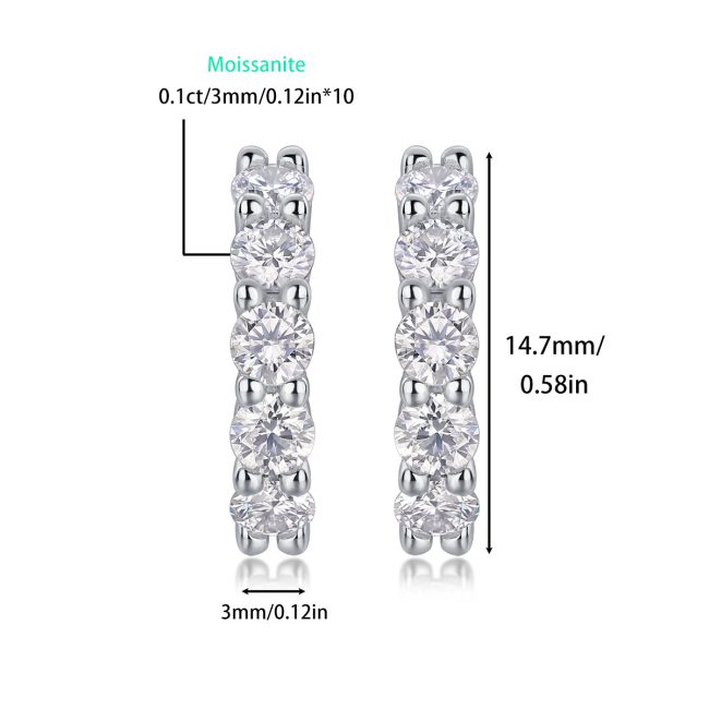 five stone classic sterling silver hoop earrings women
