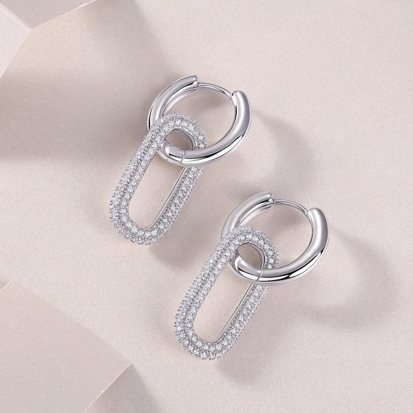 Double Hoop Diamond Drop Earrings For Women - Image 4