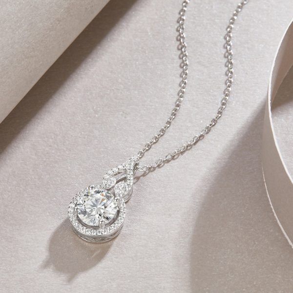 Infinity Halo Pendant Necklace Diamond Silver - Image 5