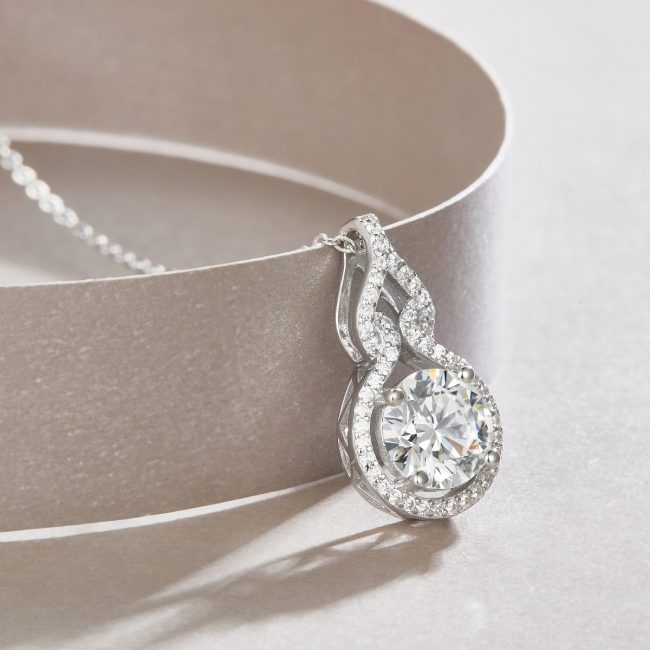 Infinity Halo Pendant Necklace Diamond Silver - Image 4