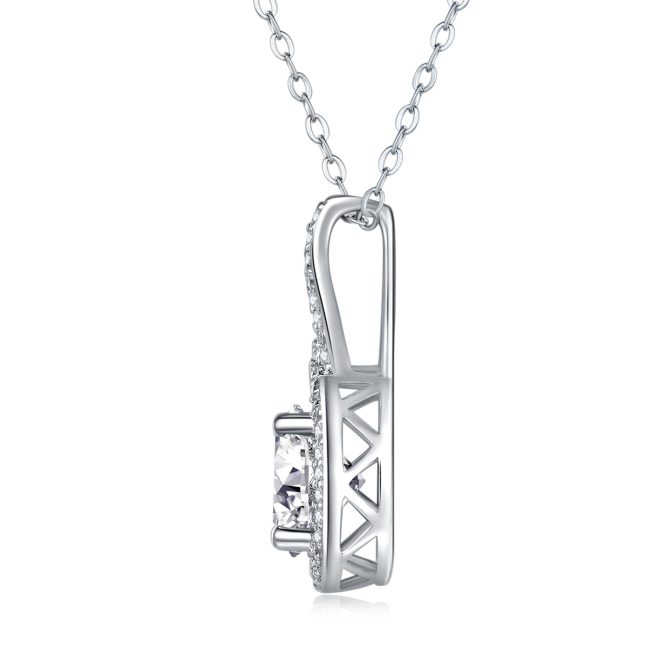 Infinity Halo Pendant Necklace Diamond Silver - Image 6