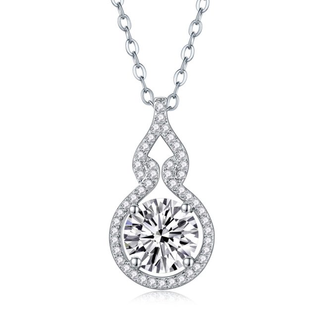 Created Diamond Sterling Silver Infinity Halo Pendant