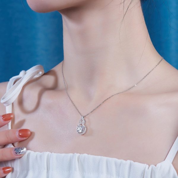 Infinity Halo Pendant Necklace Diamond Silver - Image 2