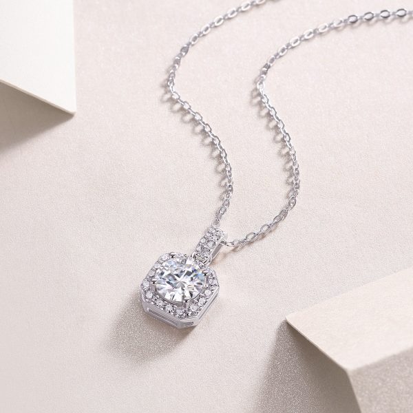 Diamond Floating Halo Solitaire Pendant Necklace - Image 5
