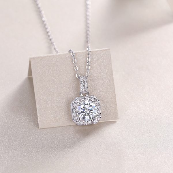 Diamond Floating Halo Solitaire Pendant Necklace - Image 4