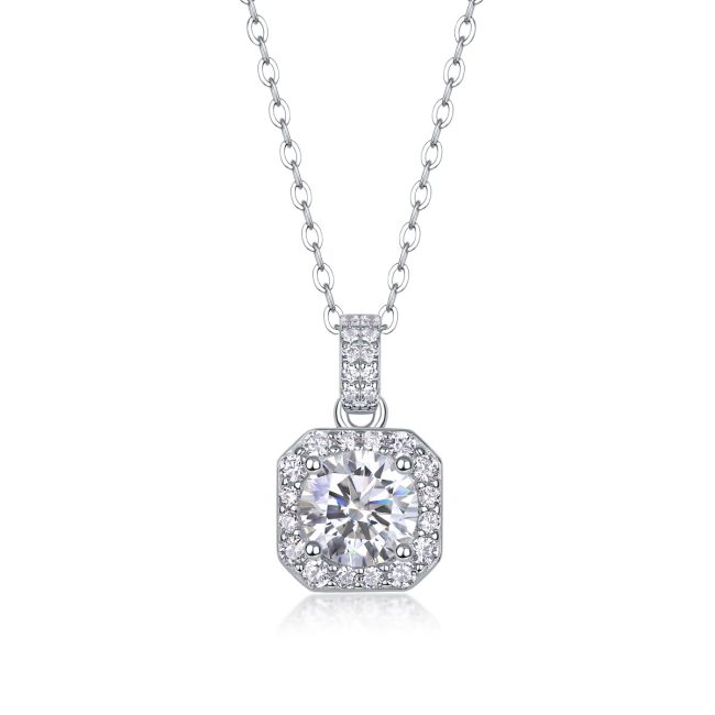 Cushion Diamond Solitaire Floating Halo Pendant