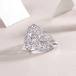 Anillos de aniversario de plata de ley con diamantes para mujer