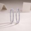 Design Princess Cut Sterling Silver Hoop Earrings
