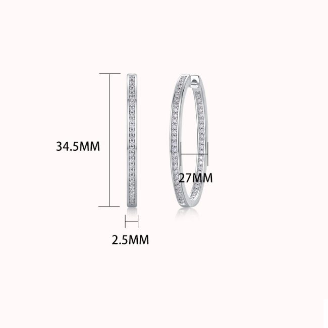 Design Princess Cut Sterling Silver Hoop Earrings