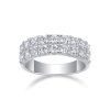 Double Row Diamond Wedding Ring In Sterling Silver