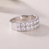 Sterling Silver Double Row Diamond Wedding Ring