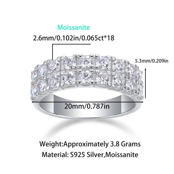 Double Row Diamond Wedding Band For Women - Image 3