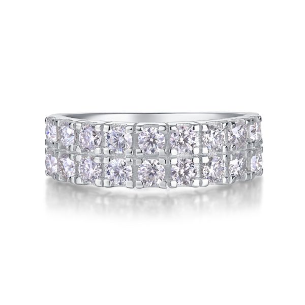 Double Row Diamond Wedding Band For Women - Image 5