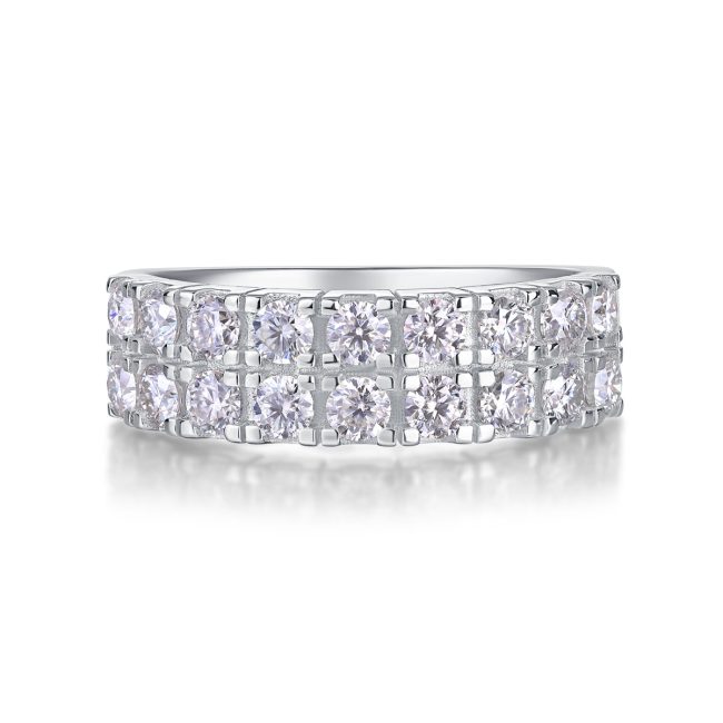 Double Row Diamond Wedding Band For Women - Image 5