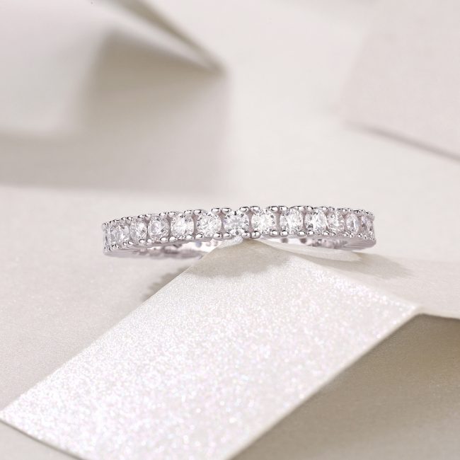 Diamond Eternity Ring In Sterling Silver For Women