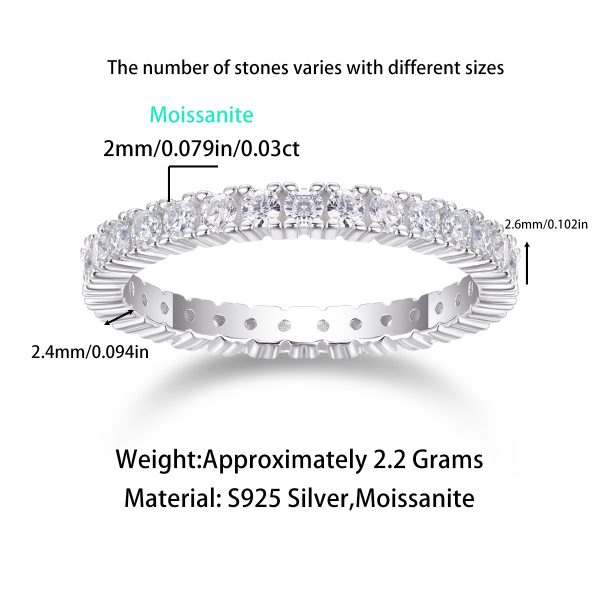 Lab Diamond Eternity In 925 Sterling Silver Ring For Women