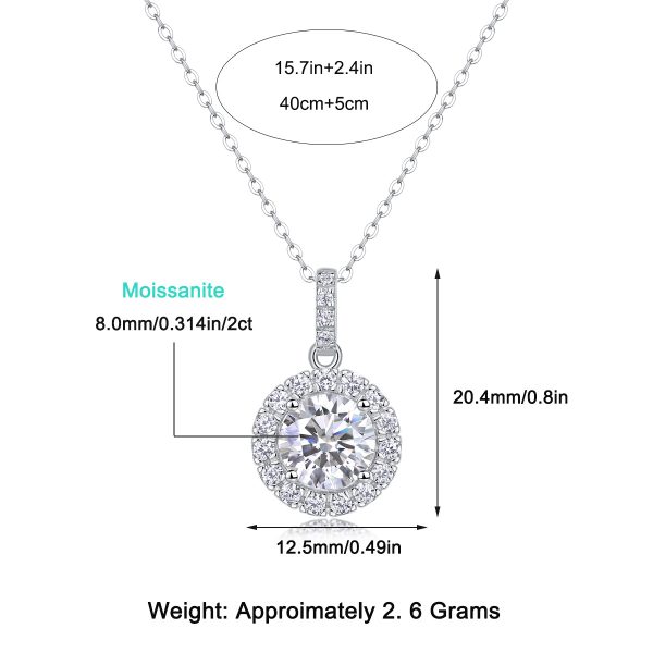 Sterling Silver Diamond Halo Pendant Necklace - Image 3