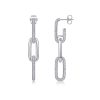 Diamond Link Dangling silver drop earrings