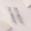 Diamond Link Dangling silver drop earrings