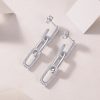 Diamond Link Dangling silver drop earrings