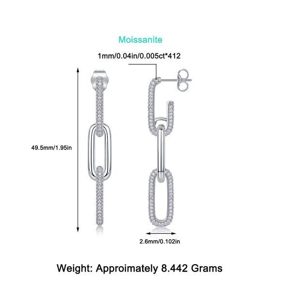 Diamond Link Dangling silver drop earrings