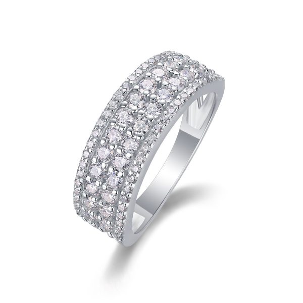 Multi Row Diamond Band in Sterling Silver