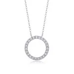 Collar con cadena y colgante circular de plata de ley 925