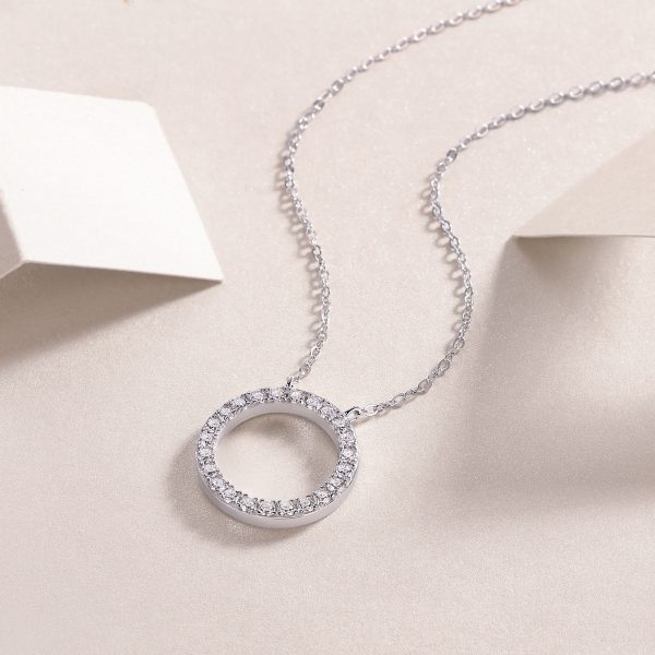 925 Sterling Silver Circle Pendant Chain Necklace - Image 5