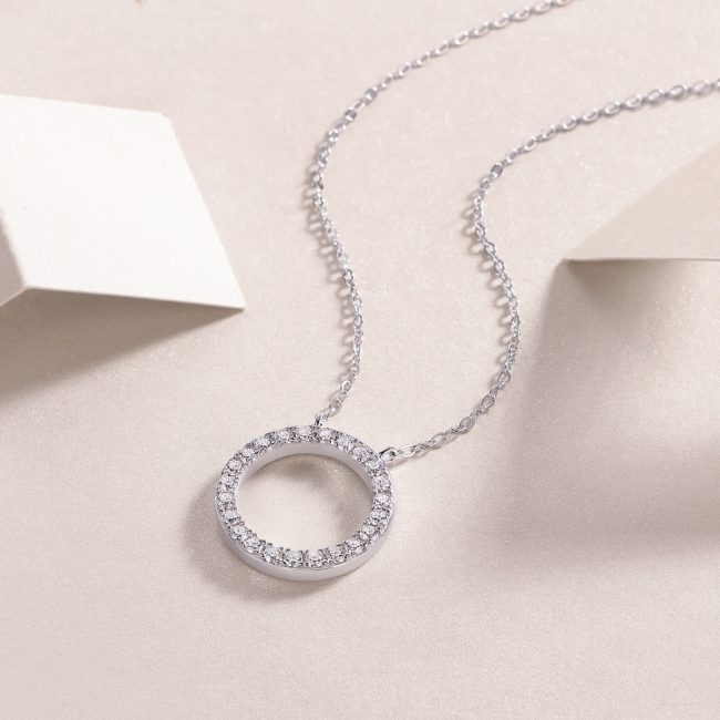 925 Sterling Silver Circle Pendant Chain Necklace - Image 5
