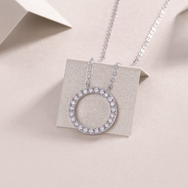 925 Sterling Silver Circle Pendant Chain Necklace - Image 4
