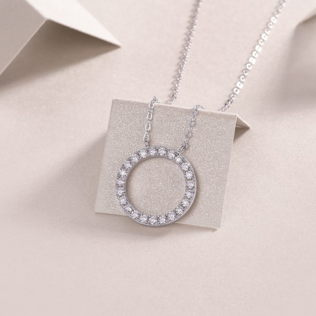 925 Sterling Silver Circle Pendant Chain Necklace - Image 4