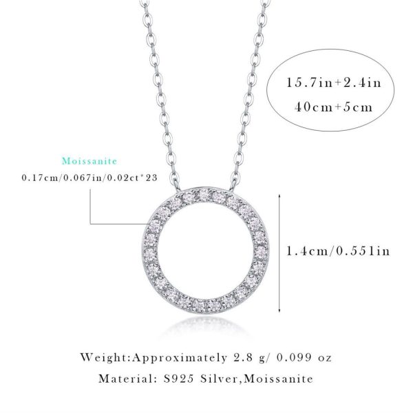 925 Sterling Silver Circle Pendant Chain Necklace - Image 3