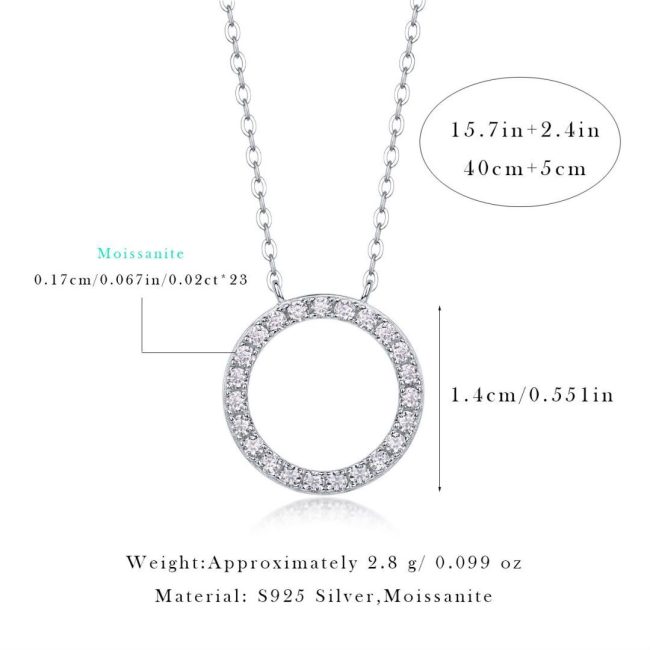 925 Sterling Silver Circle Pendant Chain Necklace - Image 3