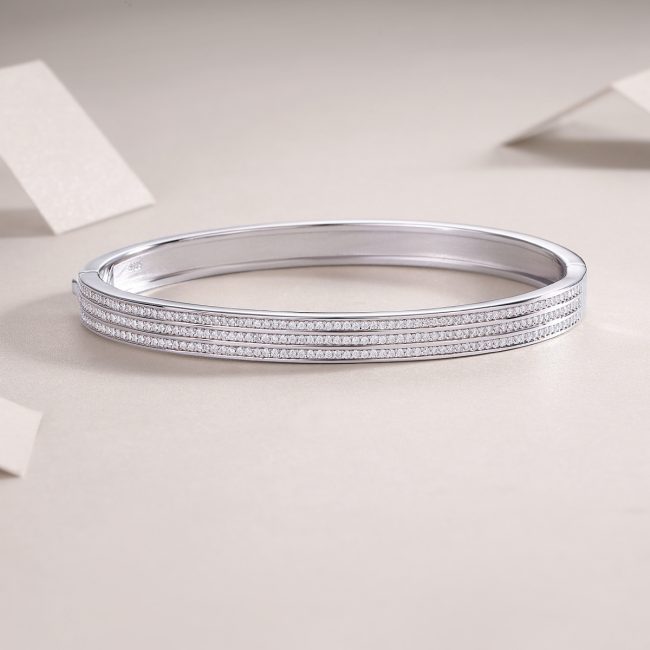 Silver Diamond Bangle Bracelet For Women - Image 5