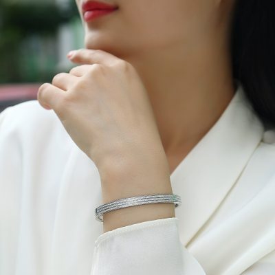 Silver Diamond Bangle Bracelet For Women alternate view
