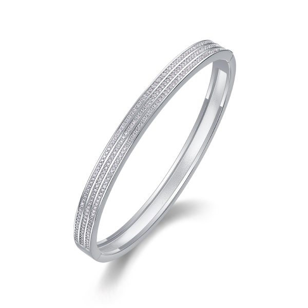 Diamond Sterling Silver starlight Bangle bracelet