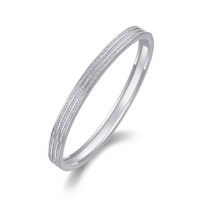 Diamond Sterling Silver starlight Bangle bracelet