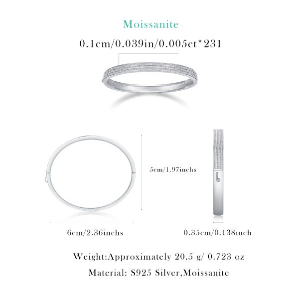 Silver Diamond Bangle Bracelet For Women - Image 3